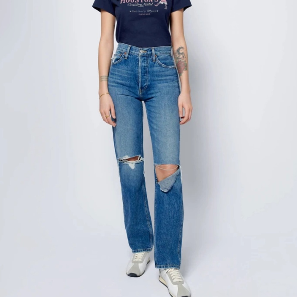 Re/Done high rise loose in washed indigo